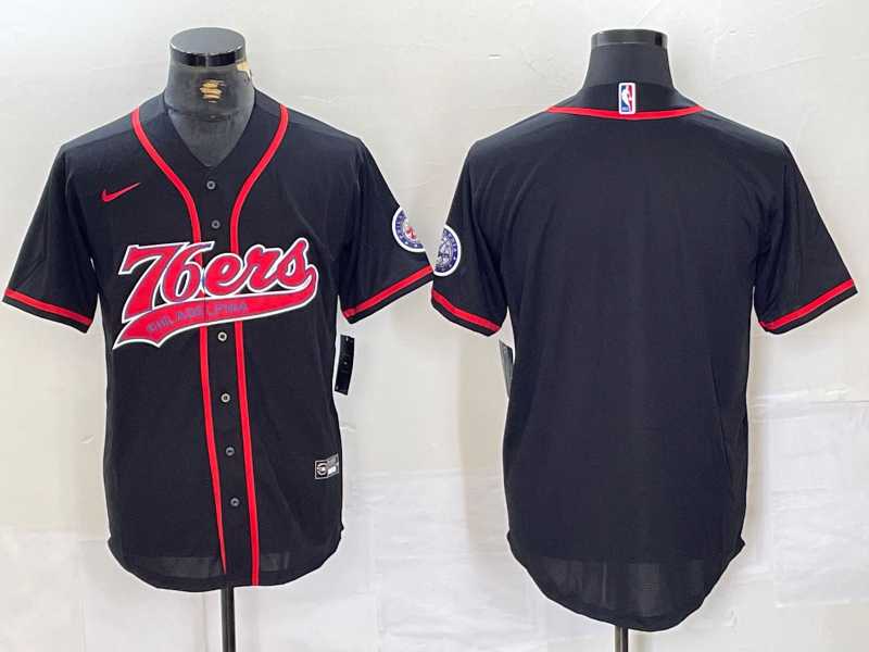 Men's Philadelphia 76ers Blank Black With Patch Cool Base Stitched Baseball Jersey,We sell and wholesale Men's Philadelphia 76ers Blank Black With Patch Cool Base Stitched Baseball Jersey on line form chian!